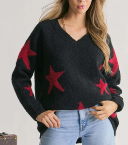 Harlow V-Neck Star Print Sweater
