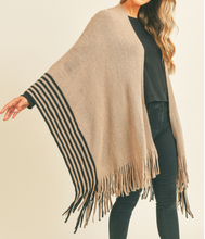 Load image into Gallery viewer, Stripe Knit Ruana with Fringe Hem (2 Colors)