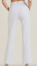 Load image into Gallery viewer, White High-Rise Raw Hem Straight Leg Jeans