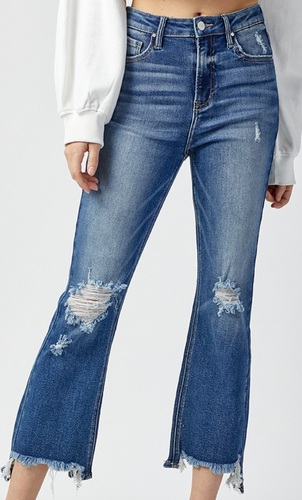High-Rise Crop Step Chew Jeans