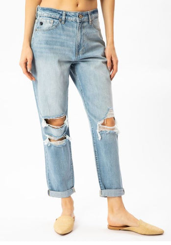 High Rise Cuffed Mom Jeans