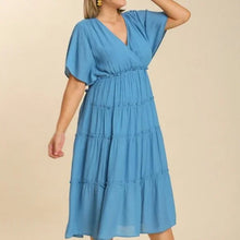 Load image into Gallery viewer, Macy Tiered Midi Dress in Cloud Blue
