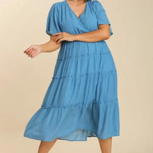 Load image into Gallery viewer, Macy Tiered Midi Dress in Cloud Blue