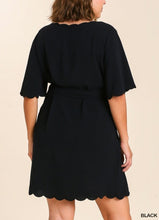 Load image into Gallery viewer, Ella Bell Sleeve Scallop Dress