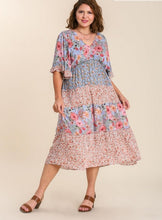 Load image into Gallery viewer, RESTOCKED! Olivia Mixed Floral Tiered Midi Dress in Periwinkle
