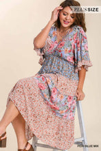 Load image into Gallery viewer, RESTOCKED! Olivia Mixed Floral Tiered Midi Dress in Periwinkle