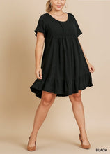 Load image into Gallery viewer, Remi Ruffle Trim Dress with Frayed Edges in Black