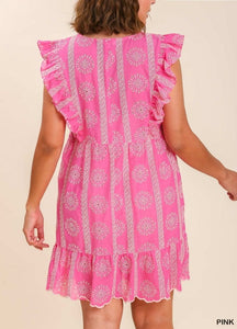 Saylor Embroidered Tiered Mini Dress