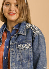 Load image into Gallery viewer, Shea Denim Jacket with Pearl Details