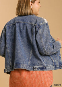 Shea Denim Jacket with Pearl Details