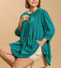 Load image into Gallery viewer, Tia 3/4 Puff Sleeve Babydoll Tunic