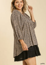 Load image into Gallery viewer, Kamryn Animal Print Babydoll Top in Taupe