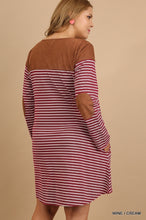 Load image into Gallery viewer, Katie Striped Pocket Tee Dress with Suede Look Accents